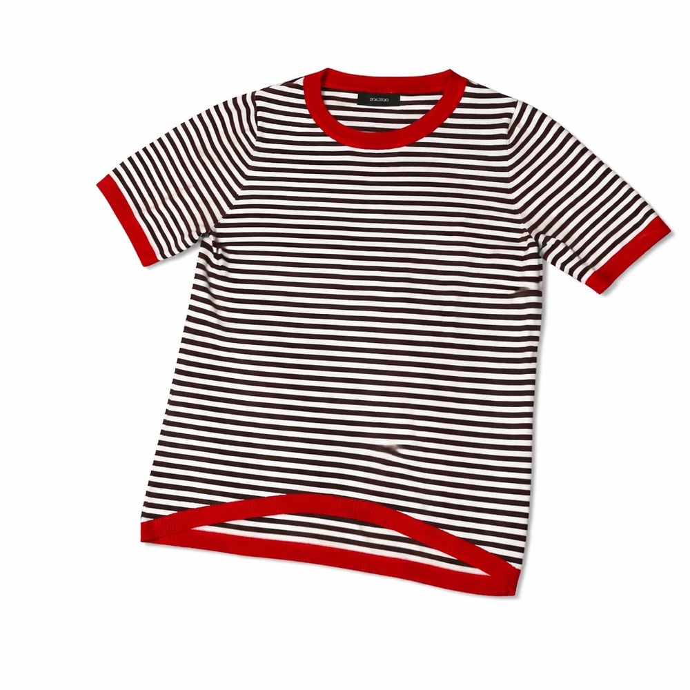 Stylish Striped Kids Tee with Red Accents